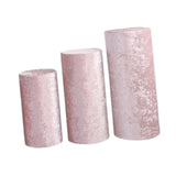 3Pcs Cylinder Pedestal Stand Covers Decoration Tablecloth Plinth Stand Cover Pink