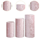 3Pcs Cylinder Pedestal Stand Covers Decoration Tablecloth Plinth Stand Cover Pink