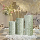 3Pcs Cylinder Pedestal Stand Covers Decoration Tablecloth Plinth Stand Cover Green