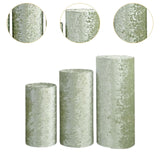 3Pcs Cylinder Pedestal Stand Covers Decoration Tablecloth Plinth Stand Cover Green