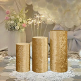 3Pcs Cylinder Pedestal Stand Covers Decoration Tablecloth Plinth Stand Cover Gold