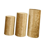 3Pcs Cylinder Pedestal Stand Covers Decoration Tablecloth Plinth Stand Cover Gold