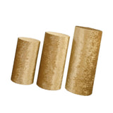 3Pcs Cylinder Pedestal Stand Covers Decoration Tablecloth Plinth Stand Cover Gold