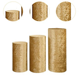 3Pcs Cylinder Pedestal Stand Covers Decoration Tablecloth Plinth Stand Cover Gold