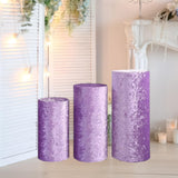 3Pcs Cylinder Pedestal Stand Covers Decoration Tablecloth Plinth Stand Cover Purple