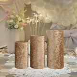 3Pcs Cylinder Pedestal Stand Covers Decoration Tablecloth Plinth Stand Cover Light Coffee