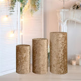 3Pcs Cylinder Pedestal Stand Covers Decoration Tablecloth Plinth Stand Cover Light Coffee