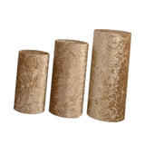 3Pcs Cylinder Pedestal Stand Covers Decoration Tablecloth Plinth Stand Cover Light Coffee