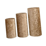 3Pcs Cylinder Pedestal Stand Covers Decoration Tablecloth Plinth Stand Cover Light Coffee