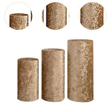 3Pcs Cylinder Pedestal Stand Covers Decoration Tablecloth Plinth Stand Cover Light Coffee