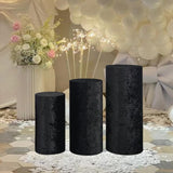 3Pcs Cylinder Pedestal Stand Covers Decoration Tablecloth Plinth Stand Cover Black