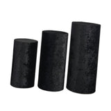 3Pcs Cylinder Pedestal Stand Covers Decoration Tablecloth Plinth Stand Cover Black