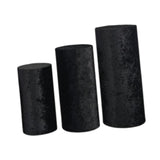 3Pcs Cylinder Pedestal Stand Covers Decoration Tablecloth Plinth Stand Cover Black