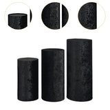 3Pcs Cylinder Pedestal Stand Covers Decoration Tablecloth Plinth Stand Cover Black