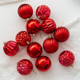 12x Christmas Ball Ornaments Christmas Decorations Crafts Decorative Baubles Red