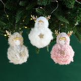 Christmas Tree Hanging Ornament Portable Lightweight Plush Doll Xmas Pendant White