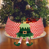 Christmas Tree Skirt Elf Leg Christmas Tree Collar for Indoor Office Bedroom