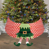 Christmas Tree Skirt Elf Leg Christmas Tree Collar for Indoor Office Bedroom