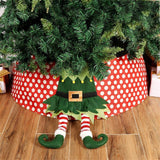 Christmas Tree Skirt Elf Leg Christmas Tree Collar for Indoor Office Bedroom