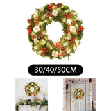 Christmas Wreath with Lights Artificial Wreath for Front Door Wedding Garden 30cm