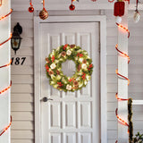 Christmas Wreath with Lights Artificial Wreath for Front Door Wedding Garden 30cm