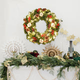 Christmas Wreath with Lights Artificial Wreath for Front Door Wedding Garden 30cm