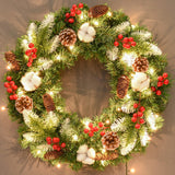 Christmas Wreath with Lights Artificial Wreath for Front Door Wedding Garden 30cm