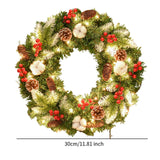 Christmas Wreath with Lights Artificial Wreath for Front Door Wedding Garden 30cm