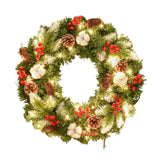 Christmas Wreath with Lights Artificial Wreath for Front Door Wedding Garden 30cm