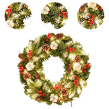 Christmas Wreath with Lights Artificial Wreath for Front Door Wedding Garden 30cm