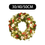 Christmas Wreath with Lights Artificial Wreath for Front Door Wedding Garden 30cm