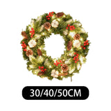 Christmas Wreath with Lights Artificial Wreath for Front Door Wedding Garden 30cm