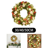 Christmas Wreath with Lights Artificial Wreath for Front Door Wedding Garden 30cm