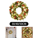 Christmas Wreath with Lights Artificial Wreath for Front Door Wedding Garden 30cm