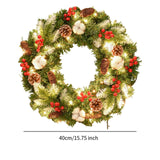 Christmas Wreath with Lights Artificial Wreath for Front Door Wedding Garden 40cm