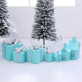 Christmas Gift Boxes Decorative Ornaments for Thanksgiving New Year Weddings Blue