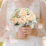Maxbell Wedding Bouquet for Bride Artificial Silk Flowers Elegant Bridesmaid Bouquet Champagne