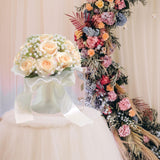 Maxbell Wedding Bouquet for Bride Artificial Silk Flowers Elegant Bridesmaid Bouquet Champagne