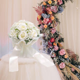 Maxbell Wedding Bouquet for Bride Artificial Silk Flowers Elegant Bridesmaid Bouquet White