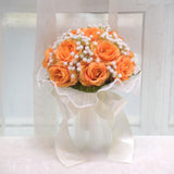 Maxbell Wedding Bouquet for Bride Artificial Silk Flowers Elegant Bridesmaid Bouquet Orange