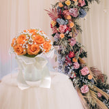 Maxbell Wedding Bouquet for Bride Artificial Silk Flowers Elegant Bridesmaid Bouquet Orange