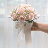 Maxbell Wedding Bouquet for Bride Artificial Silk Flowers Elegant Bridesmaid Bouquet Pink