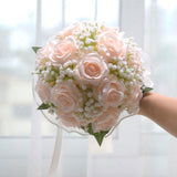 Maxbell Wedding Bouquet for Bride Artificial Silk Flowers Elegant Bridesmaid Bouquet Pink