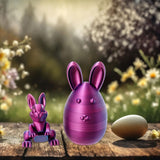 Maxbell 3D Printed Easter Bunny Egg Craft Statue for Hallway Bookshelves Home Office purple