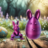 Maxbell 3D Printed Easter Bunny Egg Craft Statue for Hallway Bookshelves Home Office purple