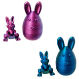 Maxbell 3D Printed Easter Bunny Egg Craft Statue for Hallway Bookshelves Home Office purple