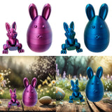 Maxbell 3D Printed Easter Bunny Egg Craft Statue for Hallway Bookshelves Home Office purple