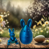 Maxbell 3D Printed Easter Bunny Egg Craft Statue for Hallway Bookshelves Home Office blue