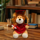 Maxbell Graduation Lion Doll Crafting Stuffed Animal for Friend Bedroom Party Favors Red