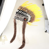 Maxbell Artificial Feather Headdress Photo Props for Cosplay Party Stage Performance Yellow